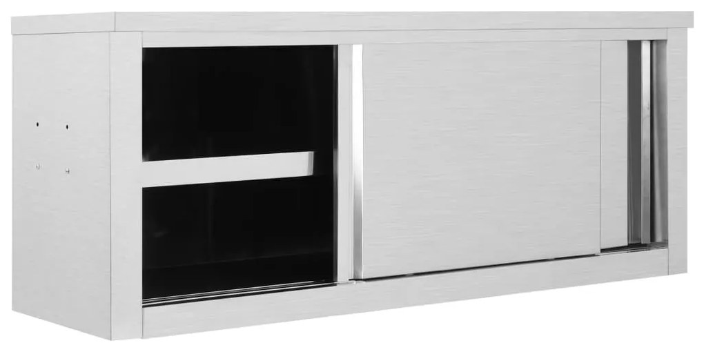 vidaXL Keukenwandkast met schuifdeuren 120x40x50 cm roestvrij staal