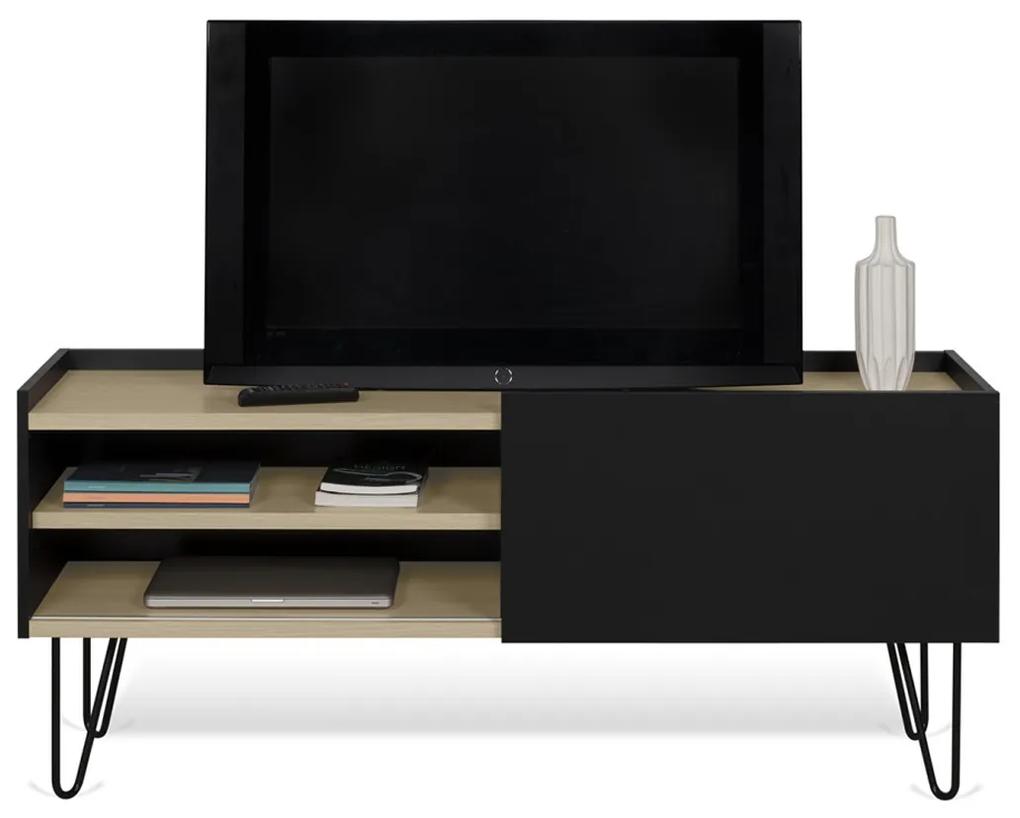 TemaHome Nina Zwart Tv-meubel Met Eiken - 140x42x59cm.