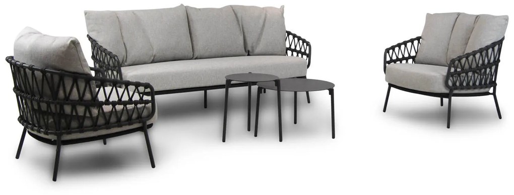 Stoel en Bank Loungeset 5 personen Aluminium/Rope Grijs  4 Seasons Outdoor Seasons