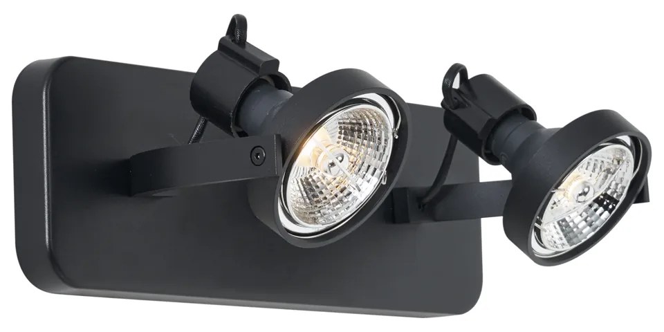 Design plafondSpot / Opbouwspot / Plafondspot zwart GU10 70mm 2-lichts draai- en kantelbaar - Vo Design GU10 rond Binnenverlichting Lamp