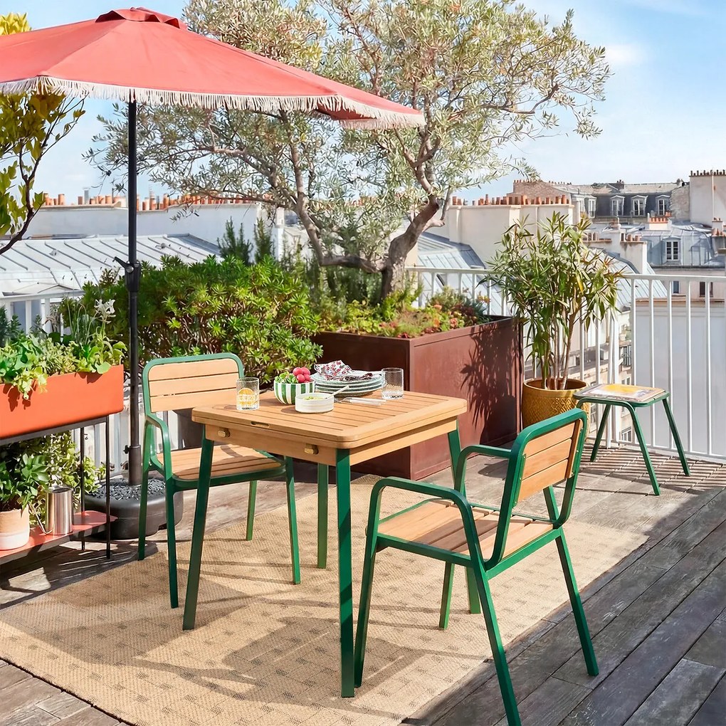 Set van 2 krukken van acacia en metaal, Jaja