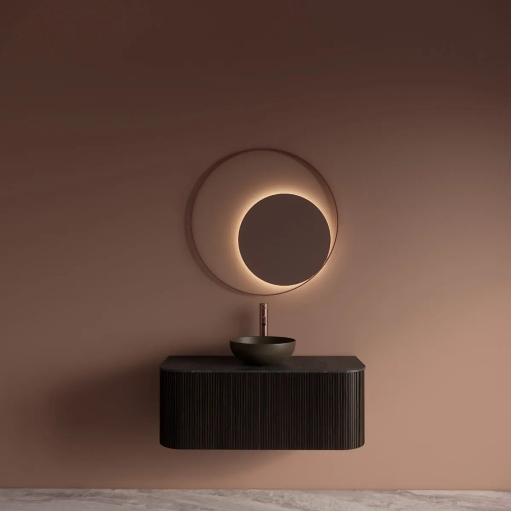 Gliss Design Kosmos spiegel rond met cirkel 80cm koper rosé met handsensor
