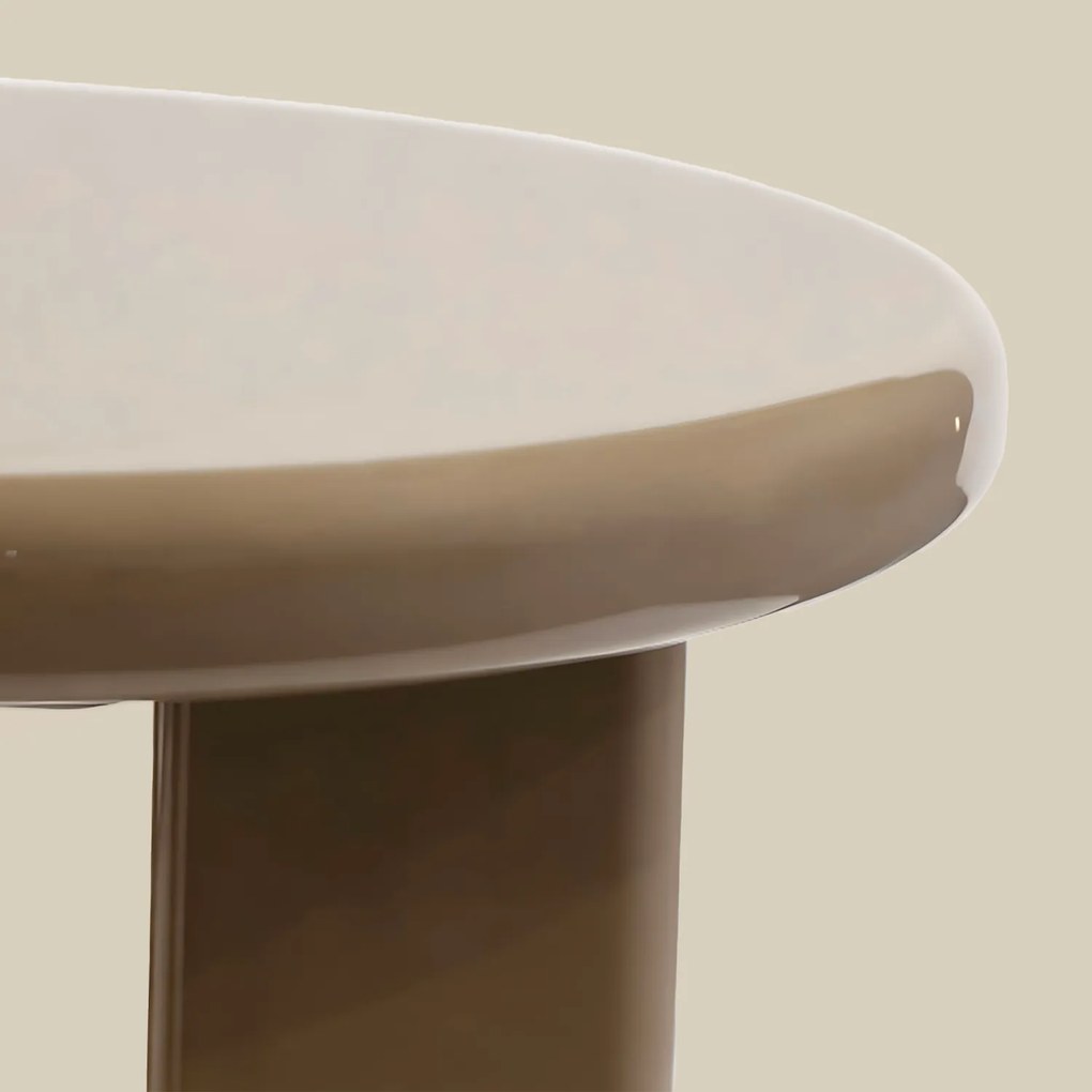 Hoogglans Salontafel Taupe 50 Cm Rond - 51 X 51cm.