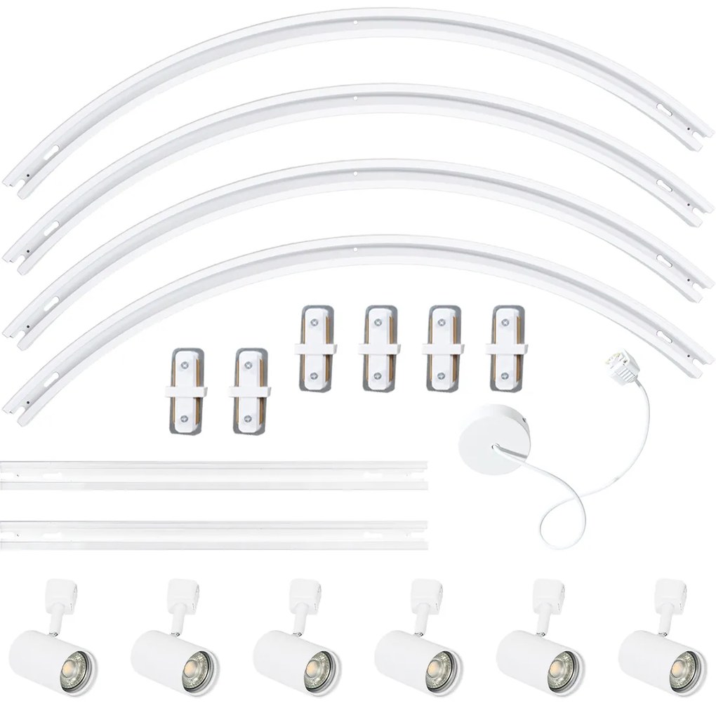 Modern railsysteem met 6 Spot / Opbouwspot / Plafondspots wit 1-fase ovaal 100cm - Iconic Jeana GU10 Binnenverlichting Lamp