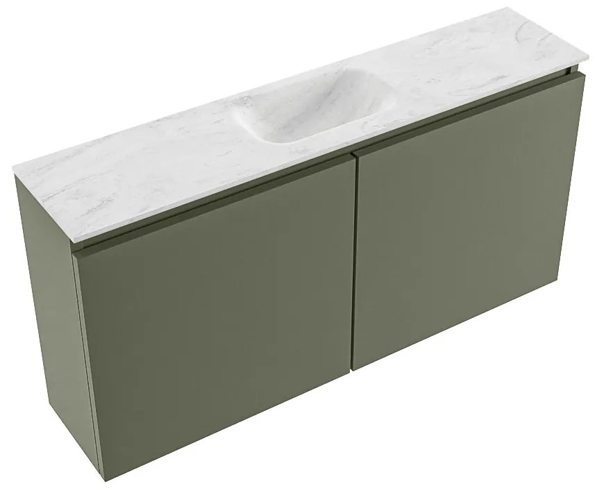 Mondiaz Ture DLux toiletmeubel 100cm army met wastafel opalo midden zonder kraangat