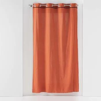Gordijnen, vitrages, jaloezieën Oranje Douceur d intérieur  RIDEAU A OEILLETS 135 x 240 CM COTON LAVE LINETTE TERRACOTTA