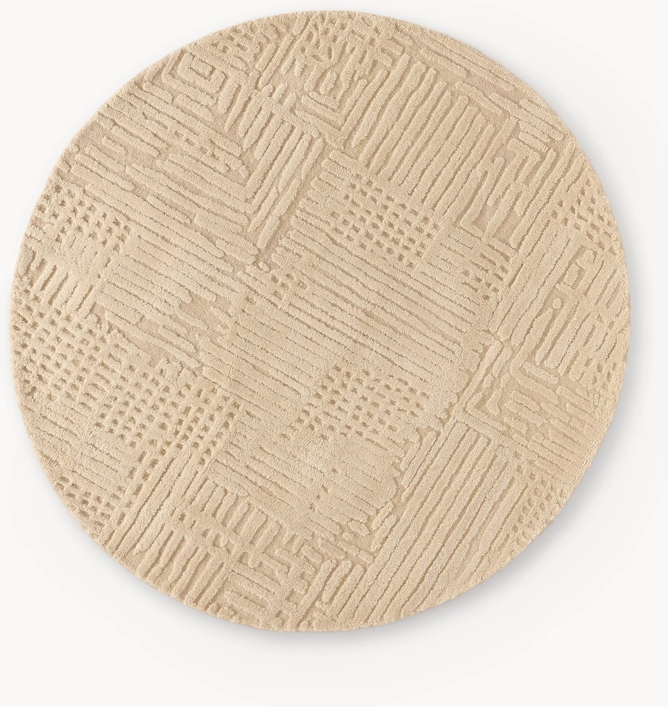 Rond wollen vloerkleed Merima, handgetuft