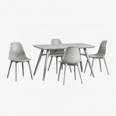 Rechthoekige Tuintafelset 135x80 Cm Met 4 Stoelen Van Polypropyleen Scand Groen – Khaki - Sklum