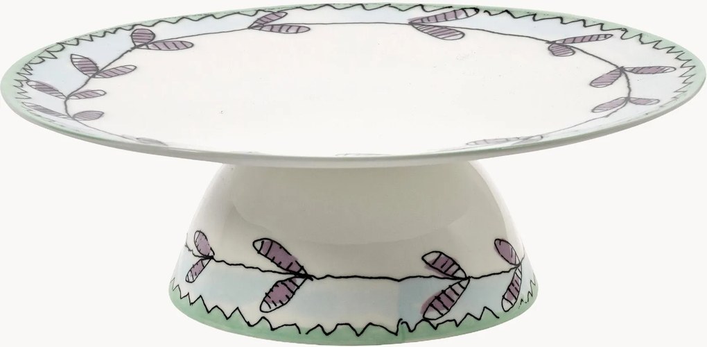 Fine Bone China taartplateau Midnight Flowers