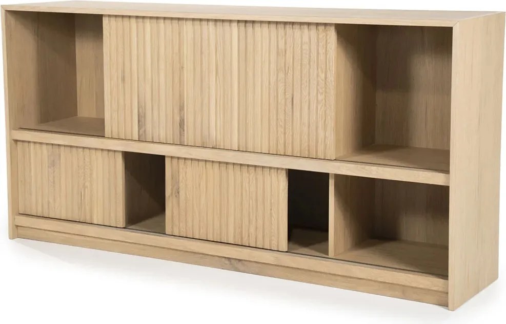 Eiken Dressoir Met Schuifdeuren Naturel - 180x42x90cm.