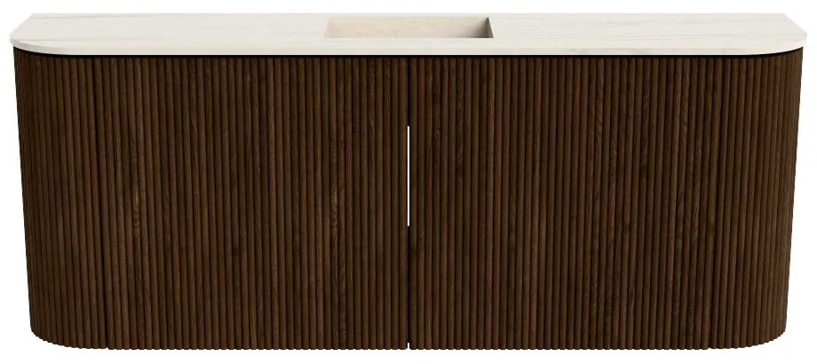 Mondiaz Joya DLux 105cm toiletmeubel ronding links/rechts walnut met wastafel faye midden zonder kraangat meli