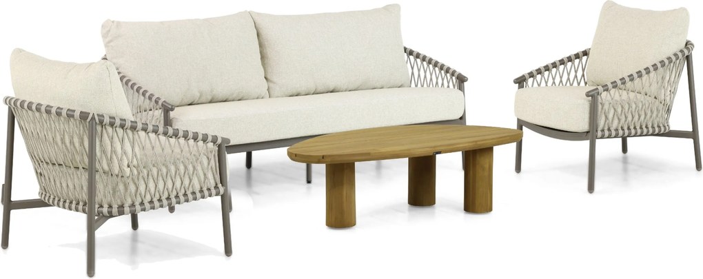 Stoel en Bank Loungeset 5 personen Aluminium/rope Taupe  4 Seasons Outdoor Allora/Riah