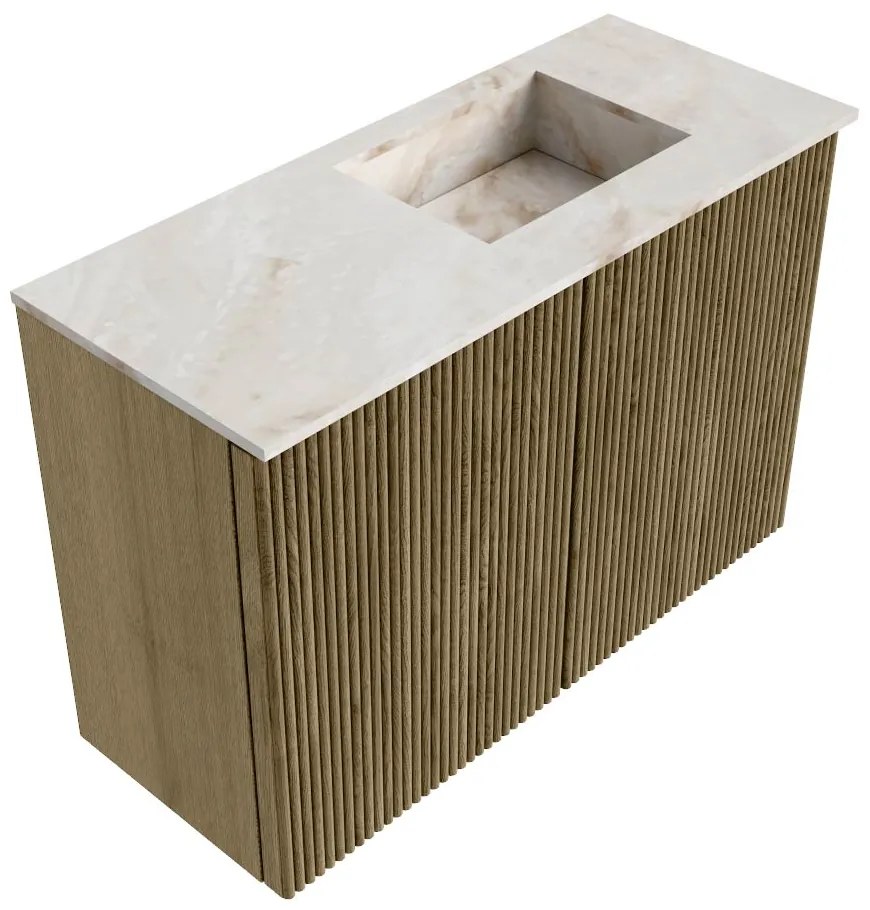 Mondiaz Joya DLux 60cm toiletmeubel dusk met wastafel faye rechts 1 kraangat frappe