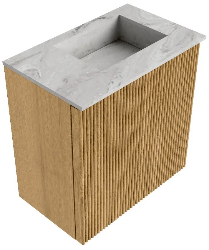 Mondiaz Joya DLux 40cm toiletmeubel oak met wastafel faye rechts 1 kraangat glace