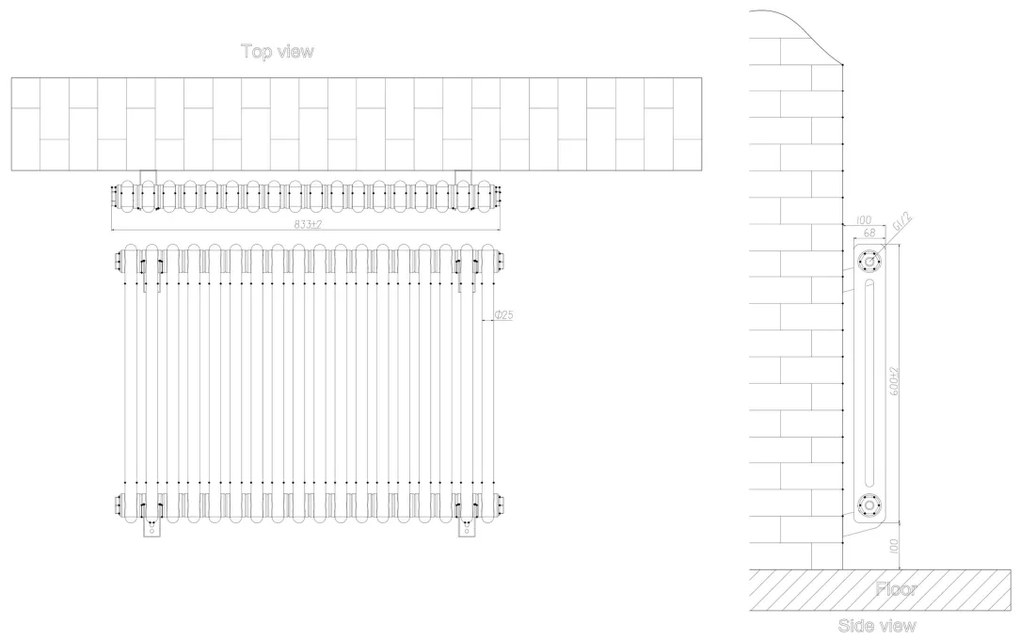 Eastbrook Rivassa 2 koloms radiator 85x60cm staal 1133W chroom