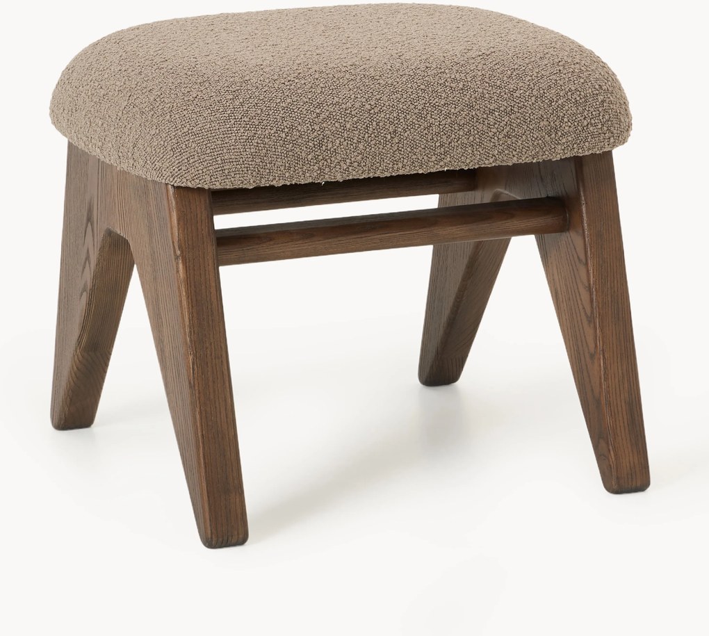 Kruk Shenay van essenhout met bouclé bekleding