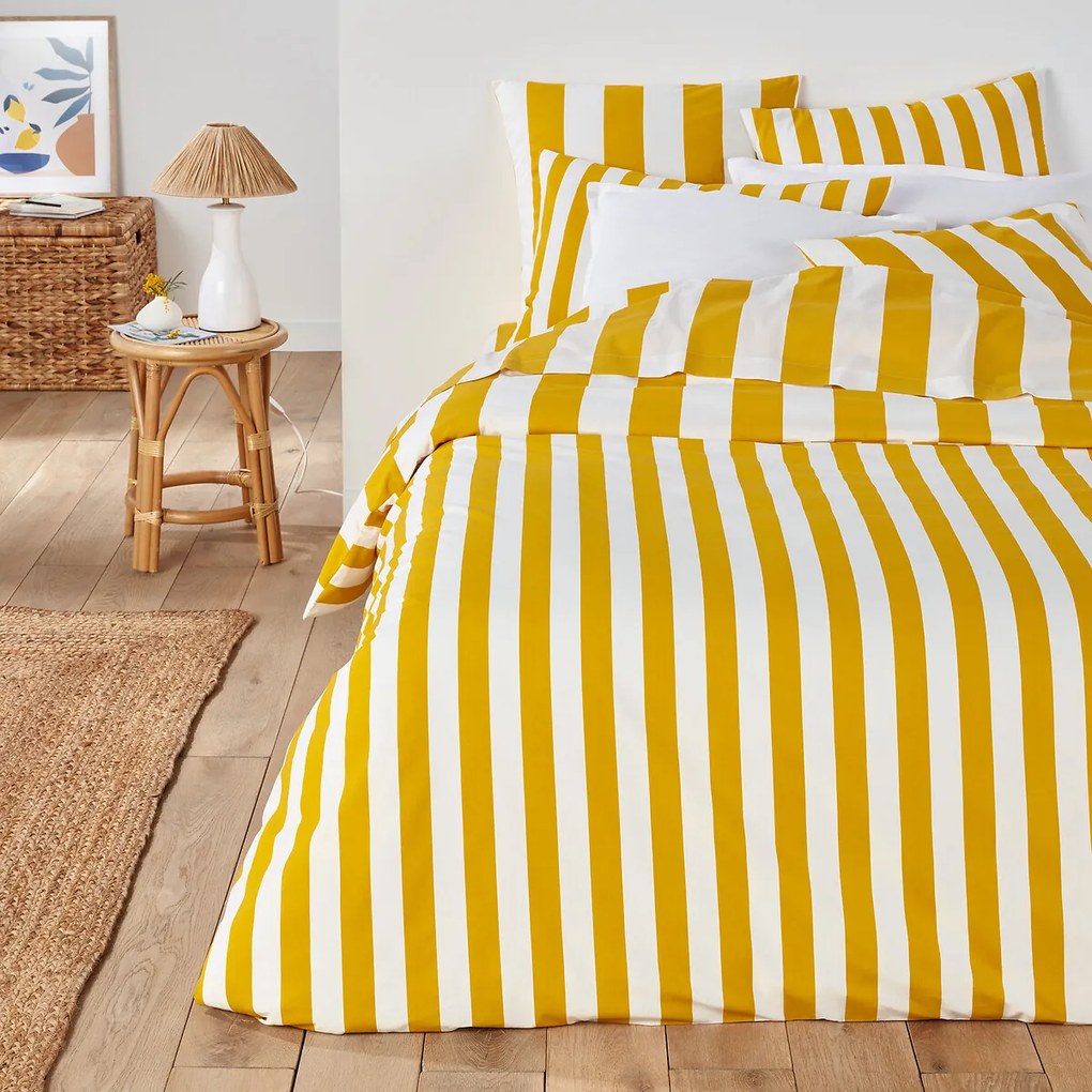 Hoeslaken van katoen, hoogte 25 cm, Hendaye JAUNE