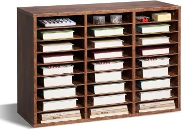 VEVOR Literatuur Organizer Documentenbak met 27 compartimenten en verwijderbare planken, Brievenbak voor ordners, gemaakt van hout, spaanplaat, opbergruimte voor kantoor, klaslokaal, ordner, donkerbruin