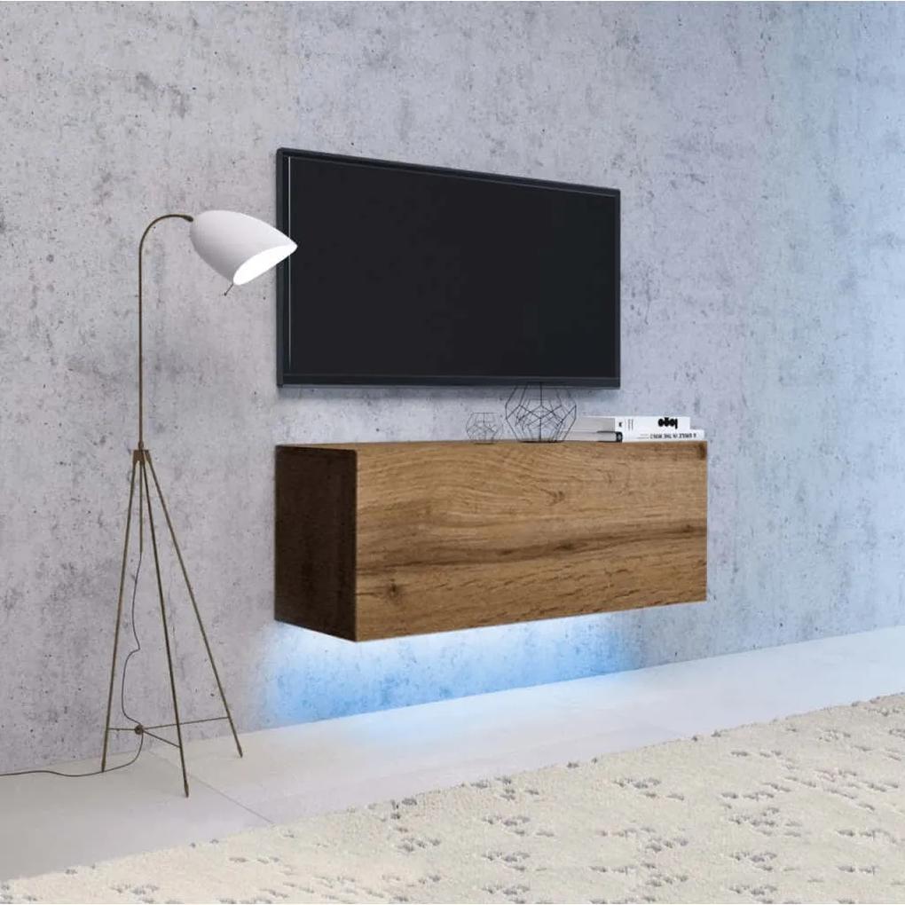 Hangend TV meubel Wotan Eiken & LED - 100 cm
