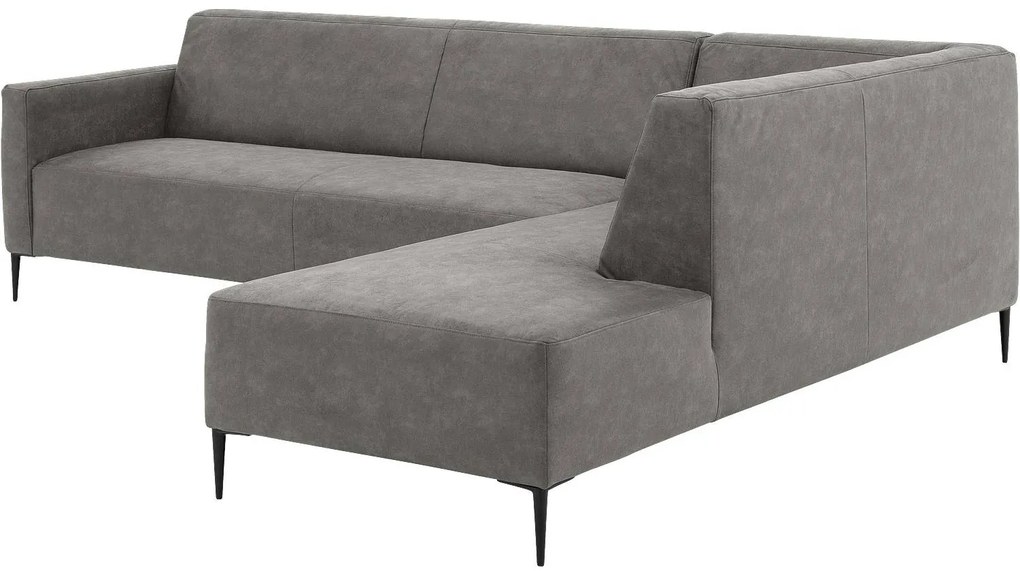 Goossens  Key West grijs, micro leer, 3-zits, modern design met ligelement rechts