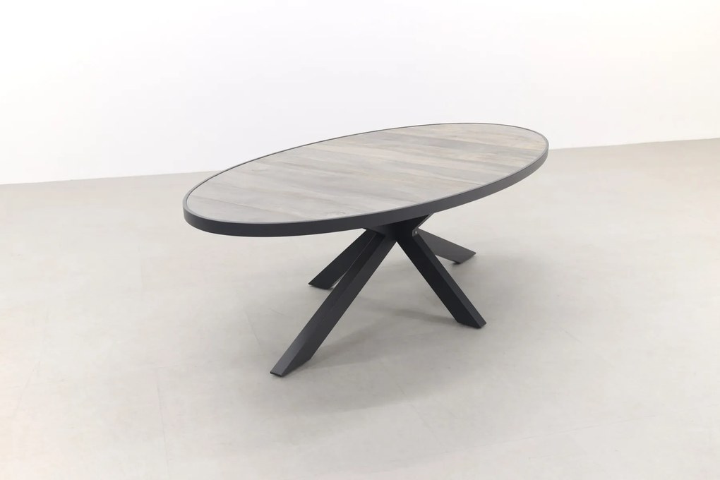 Jasmine Black/Silva 6-persoons ovale dining tuinset 240x115 cm. - Houtlook