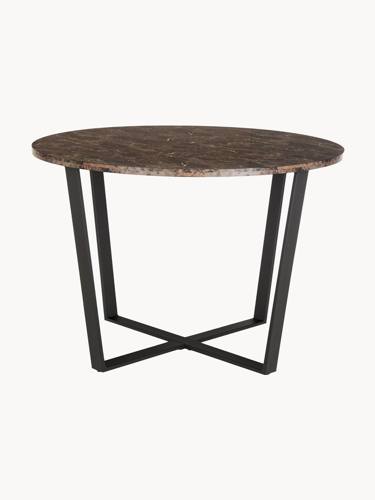 Ronde eettafel Amble met tafelblad in marmerlook, Ø 110 cm