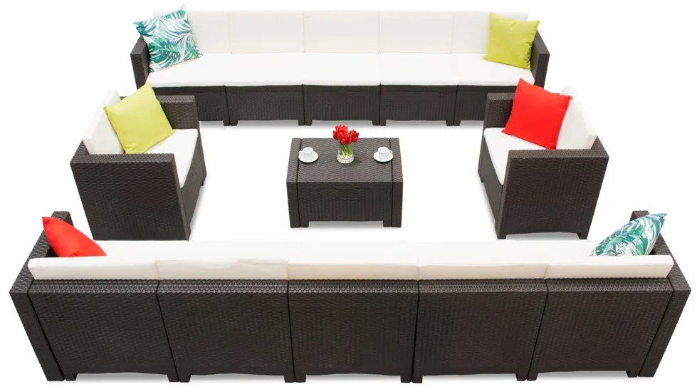 Technorattan set met twee grote banken Colorado Coffee Max 12 bruin Bica