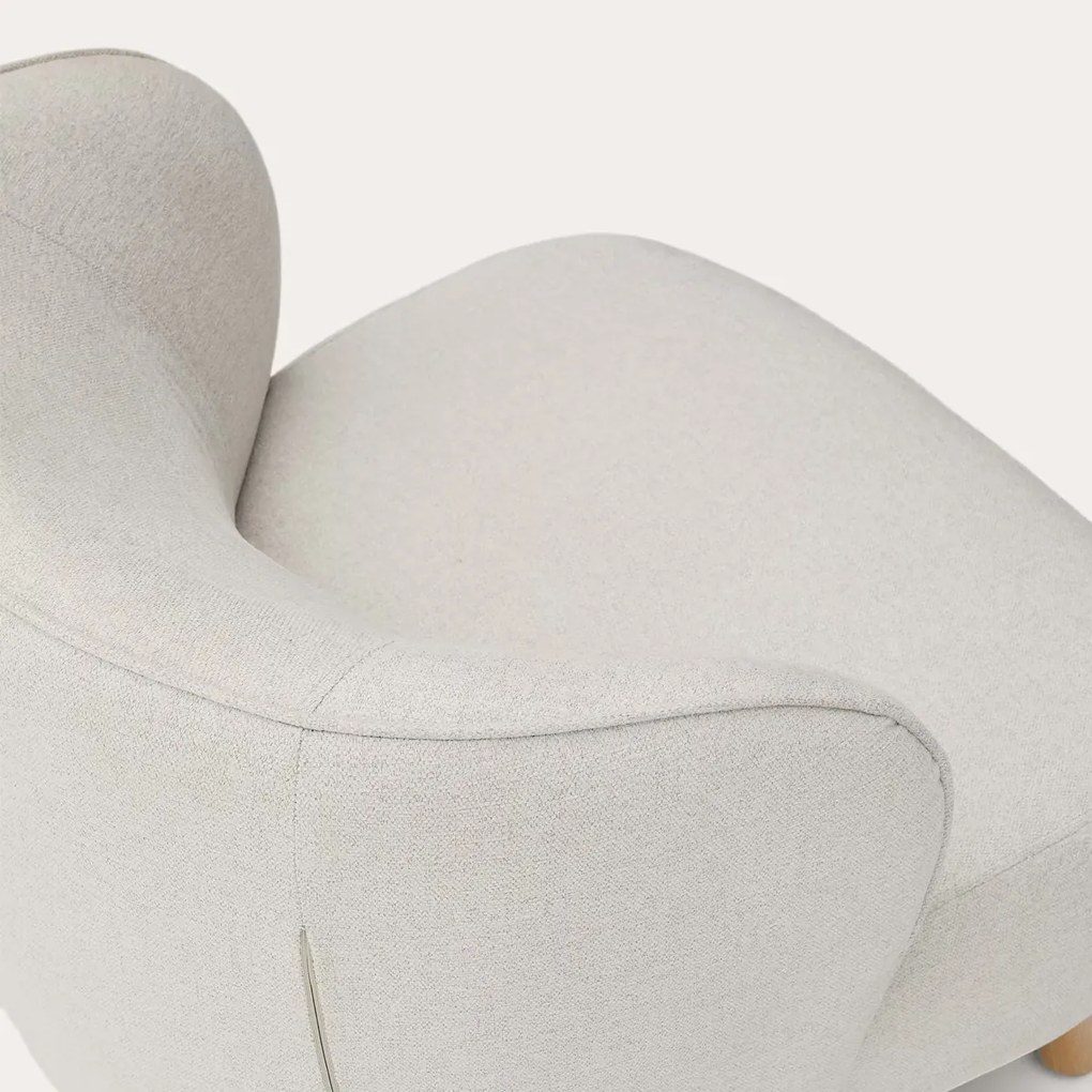 Kave Home Ulit Fauteuil Beige Chenille Met Houten Pootjes