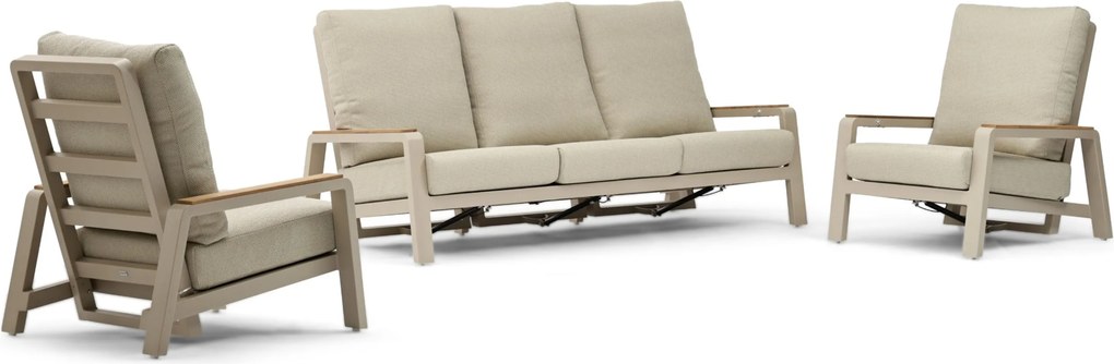 Stoel en Bank Loungeset 5 personen Aluminium Zand/Beige  Osmen Manly