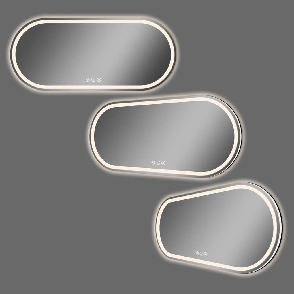 Saniclear Triova ovale spiegel 160x70cm met verwarming, directe en indirecte verlichting