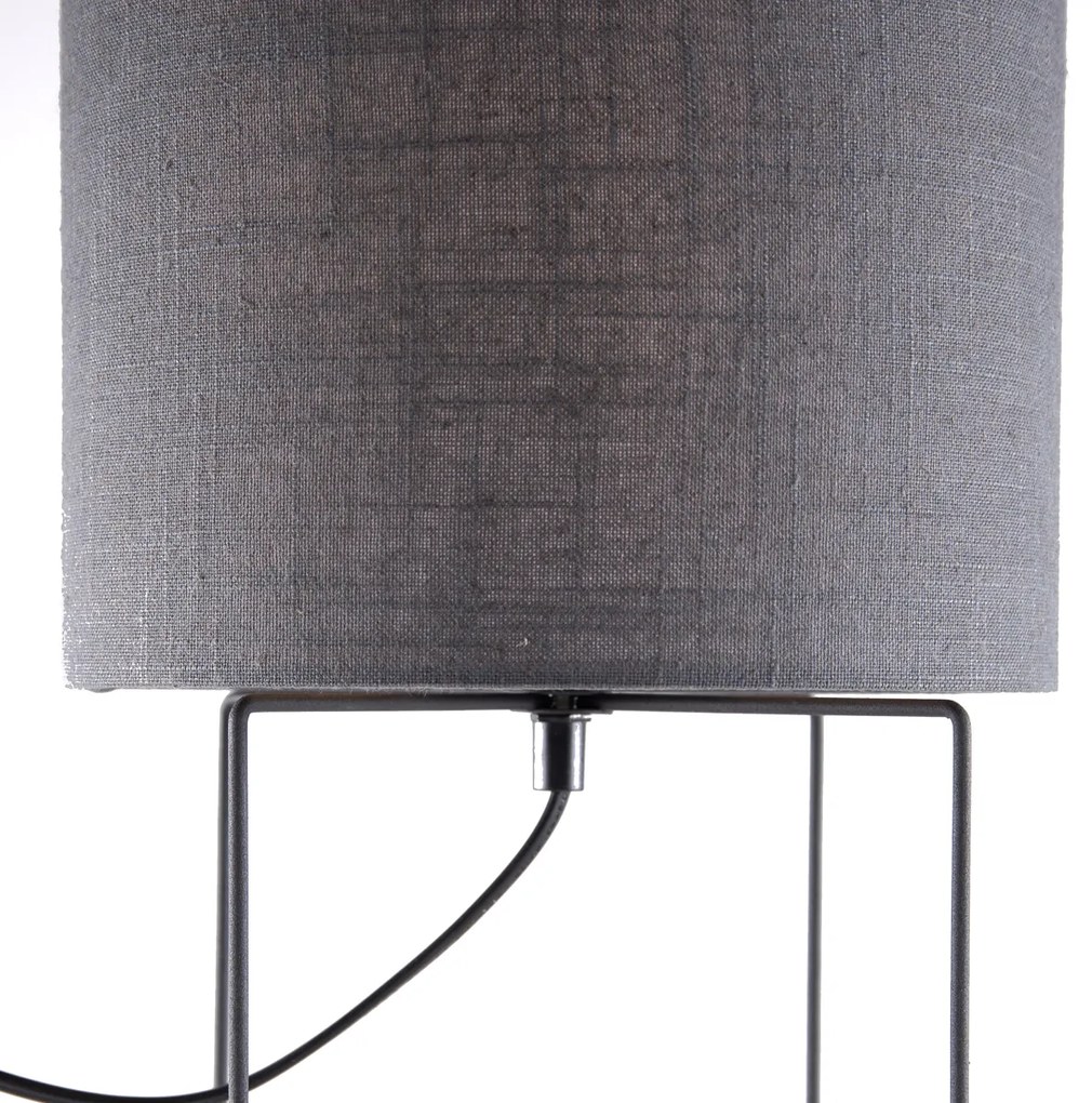 Stoffen Moderne tafellamp zwart met grijze kap - Hina Modern E27 rond Binnenverlichting Lamp
