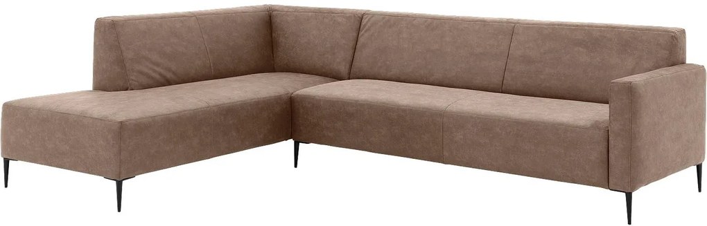 Goossens  Key West bruin, micro leer, 3-zits, modern design met ligelement links