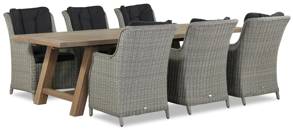Tuinset 6 personen 260 cm Wicker Grijs Garden Collections Buckingham/Lazio