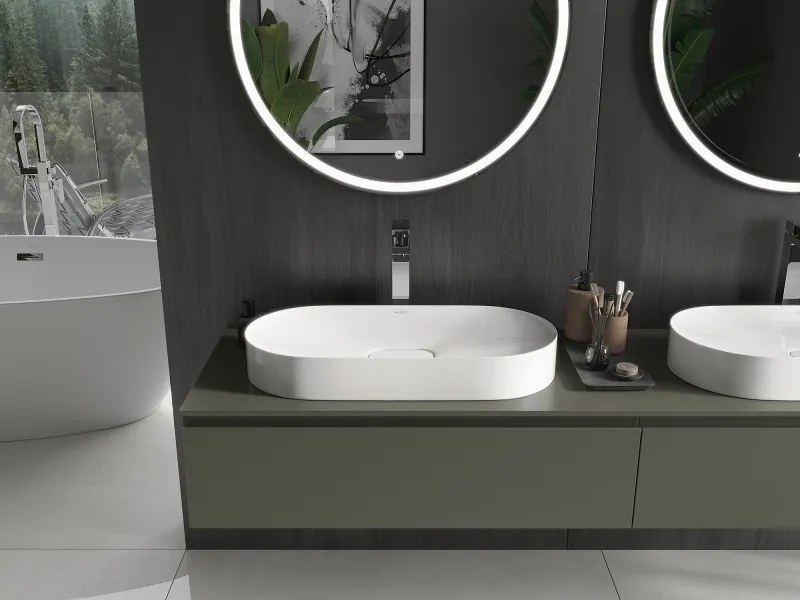 Mexen Sofia opbouw wasbak van gegoten marmer 70 x 35 cm, wit - 23067001