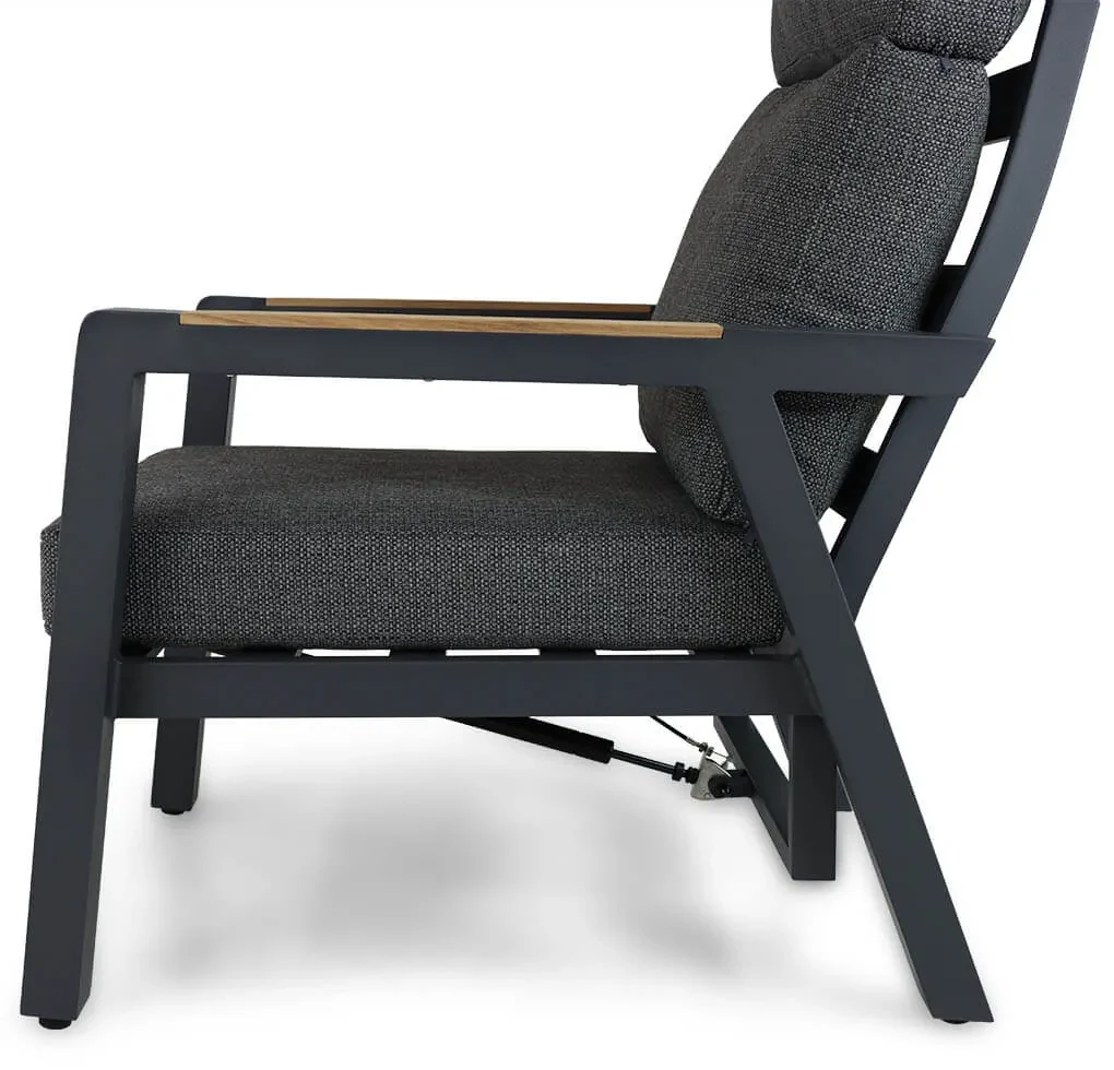 Stoel en Bank Loungeset 5 personen Aluminium/teak Grijs Lifestyle Garden Furniture Marseille