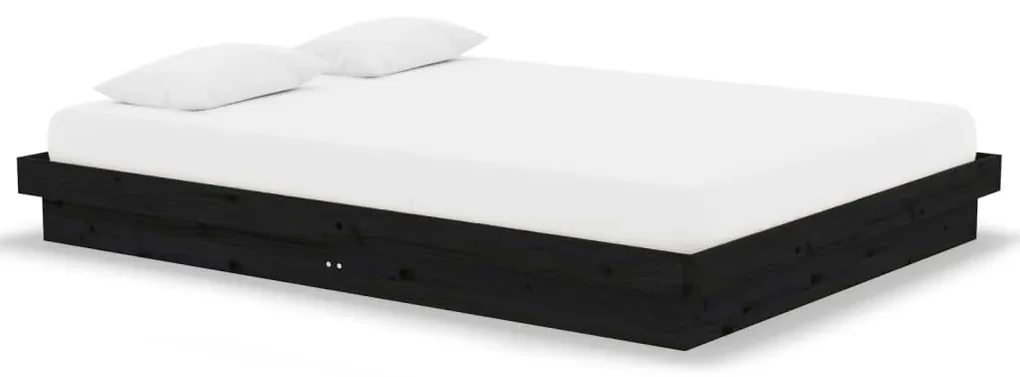 vidaXL Bedframe massief hout zwart 140x190 cm