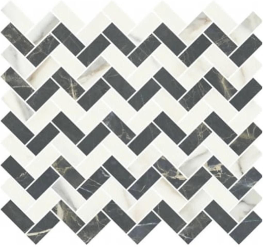 Marmochic Tegelmat 30x26 cm a 11 stuks Wit/Zwart