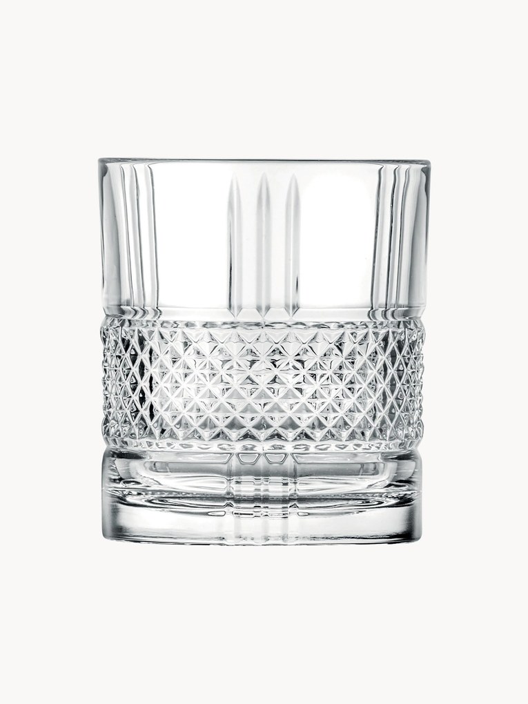 Kristallen whiskyglazen Brillante met reliëfpatroon, set van 6