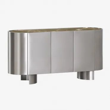 Buffet In Roestvrij Staal Luena ↔︎ 160 Cm & Groen Marmer Forest - Sklum