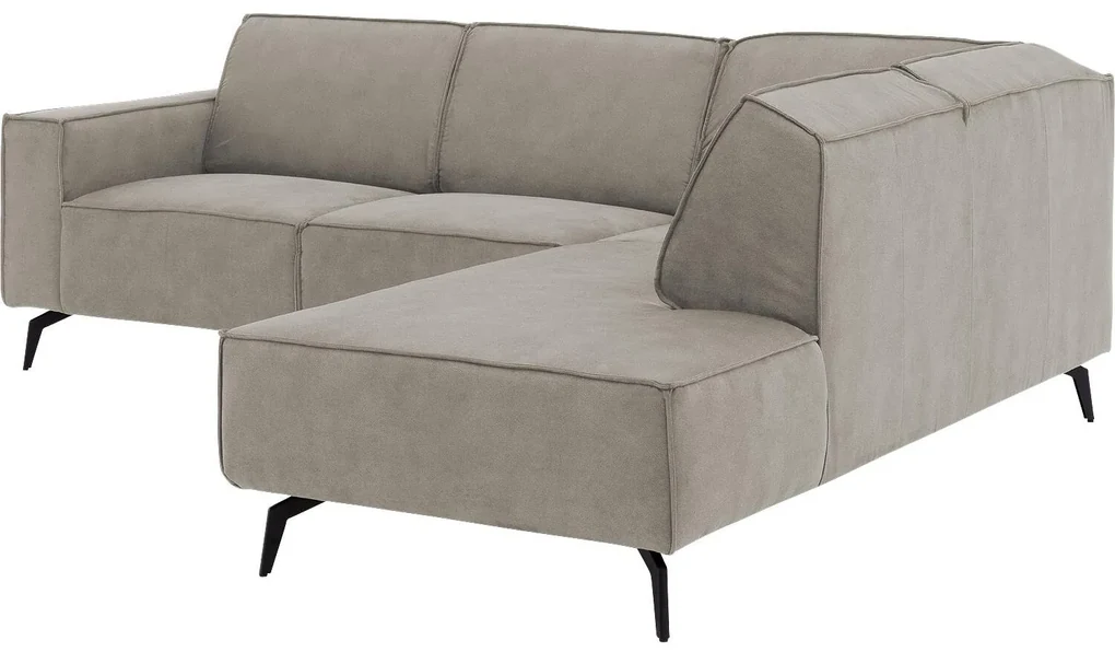 Goossens Hoekbank Hercules grijs, microvezel, 2-zits, modern design met ligelement rechts