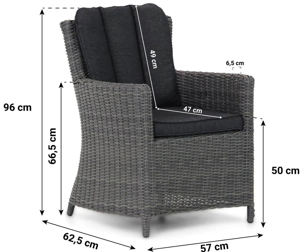 Tuinset 4 personen 100 cm Wicker Zwart Garden Collections Venerdi/Brighton