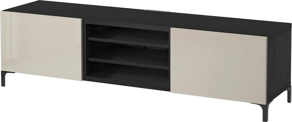 BESTÅ Tv-meubel met lades zwartbruin/ hoogglans/beige