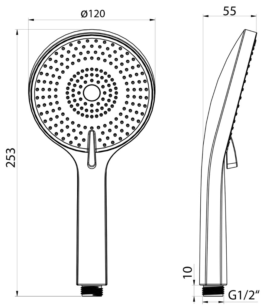 Sapho handdouche met 3 standen zwart mat