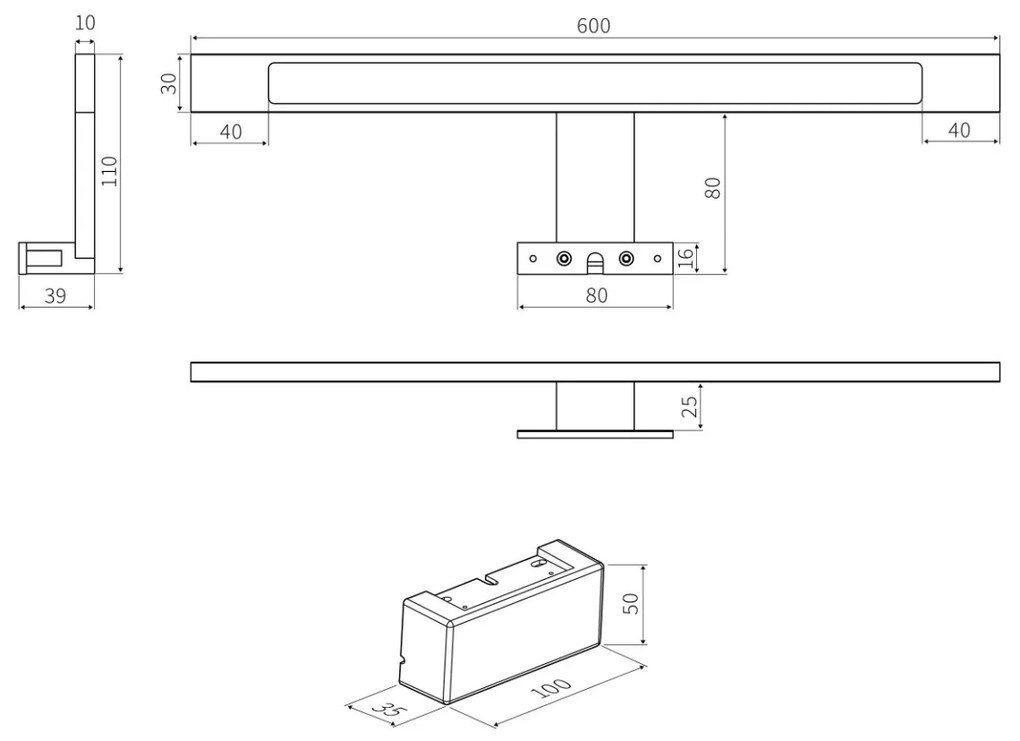 Tiger LED Ancis spiegelverlichting 60cm 4000K zwart mat