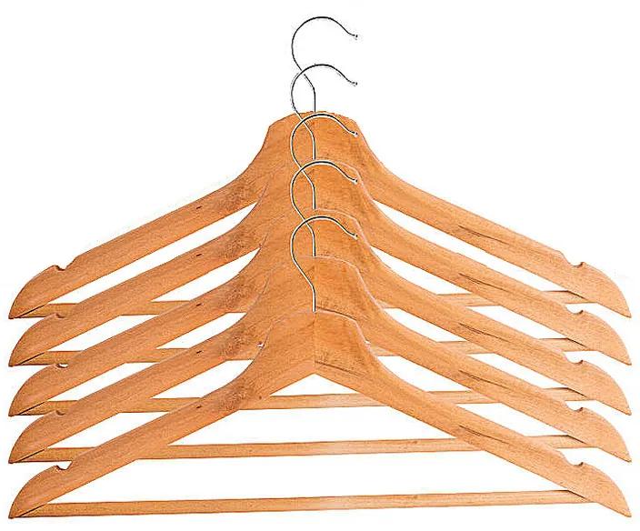 Houten kledinghanger - bruin - set van 6