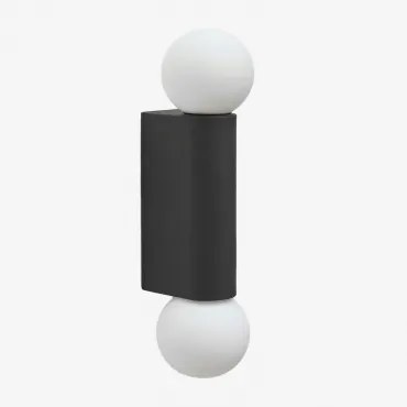 Irvine Aluminium Wandlamp Met 2 Glazen Bollen Zwart - Sklum