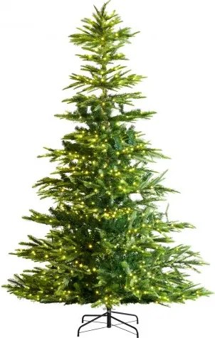 VEVOR Kerstboom, 1,35 x 2,25 m, Kunstkerstboom met 700 warmwitte LED-lampjes, 1319 takpunten, Metalen voet voor decoratie in huis, op feest- en kantoorruimte