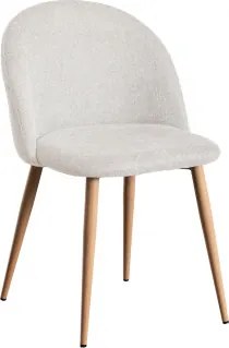 Kana Gestoffeerde Eetkamerstoelen Van Staal, Set Van 2 Natuurlijk Hout & Stof Gebroken Wit - Sklum