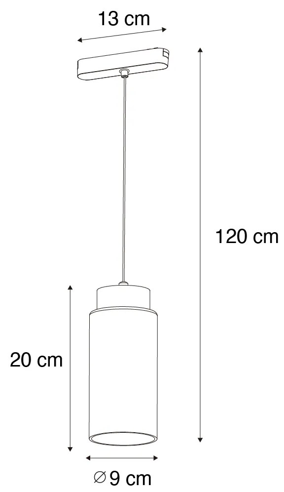 Moderne hanglamp zwart voor railsysteem 1-fase incl. LED - Magnetic Vance