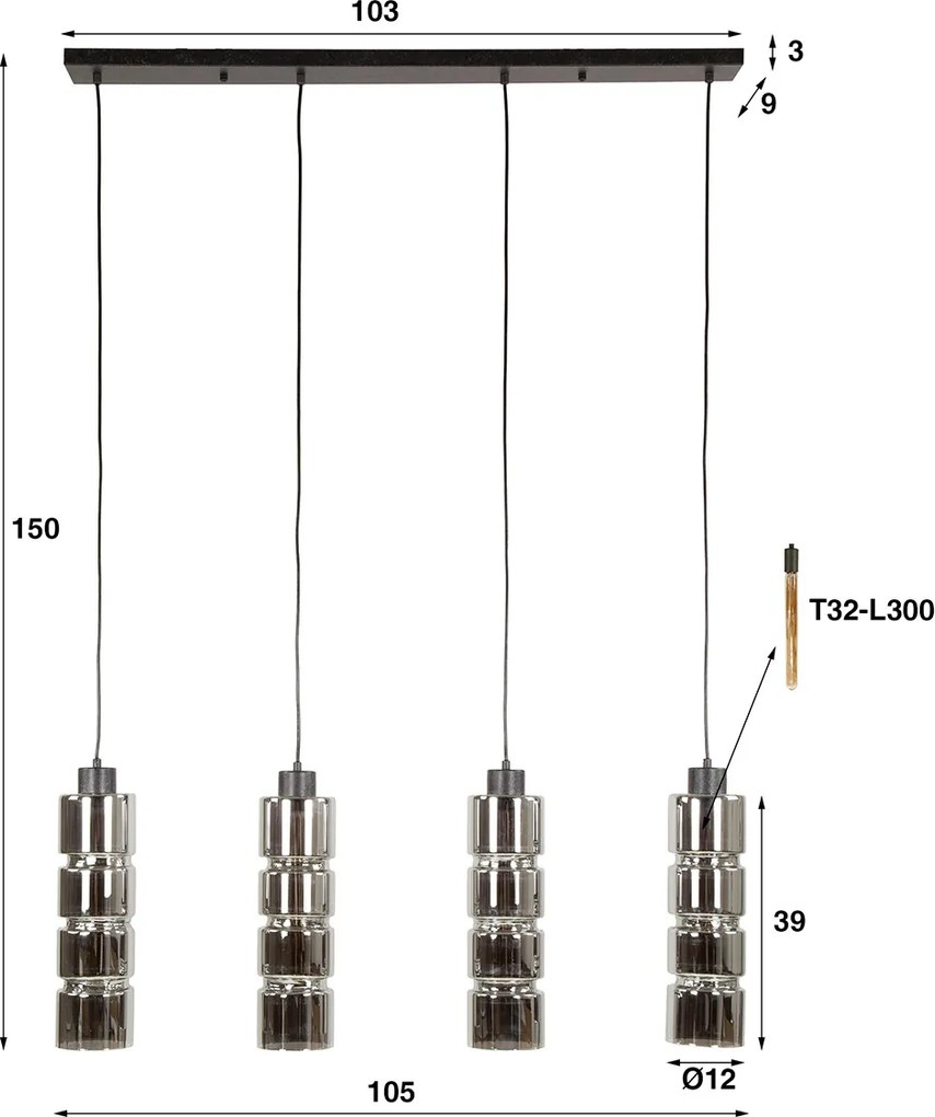 Hanglamp Eettafel Glazen Cyclinders